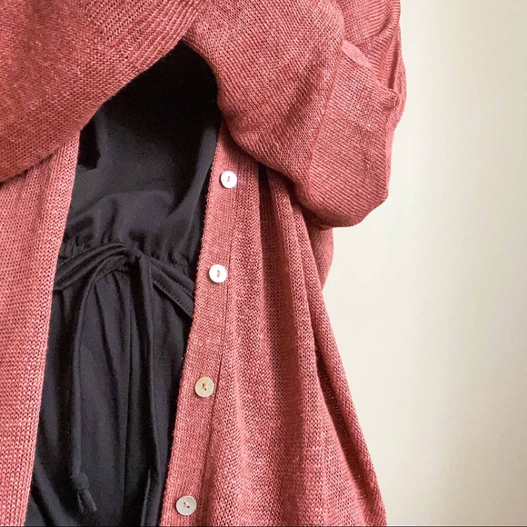 NWT oversized button linen cardigan in brick - Picture 7 of 10